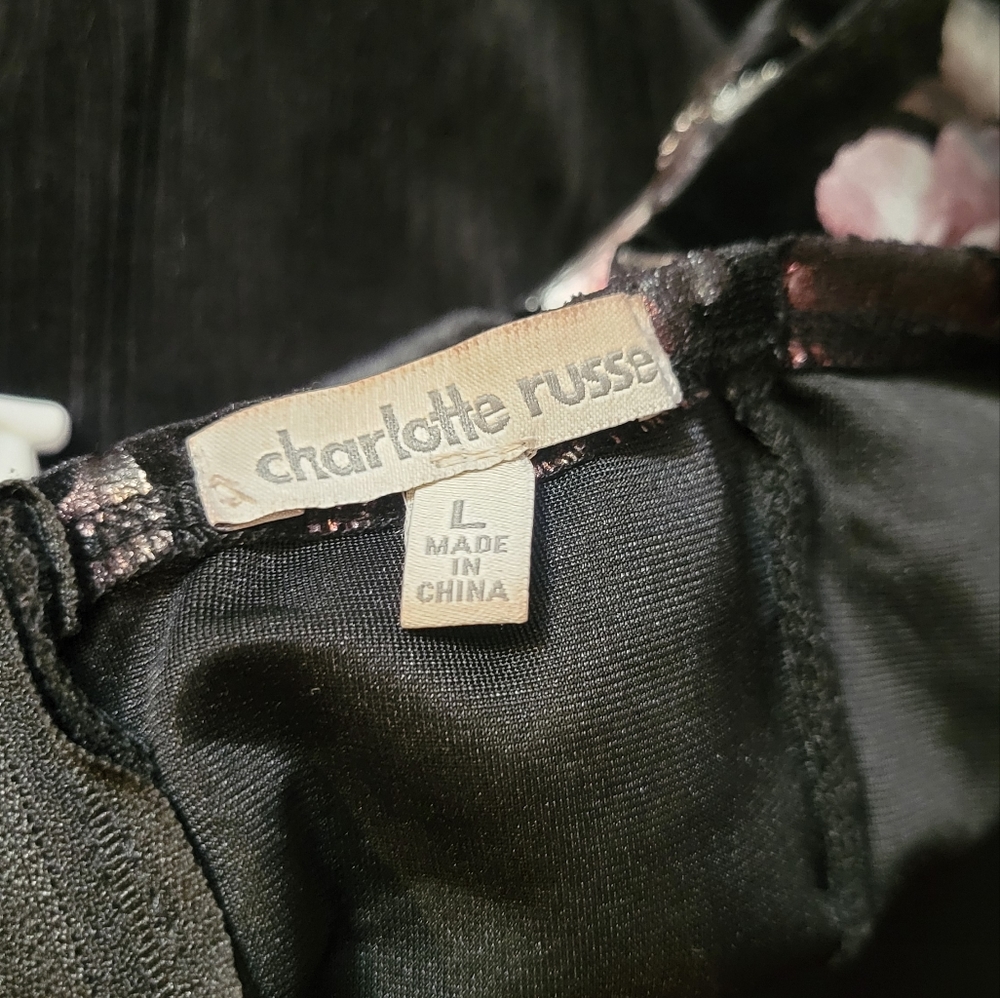 Black and pink flowered party dress